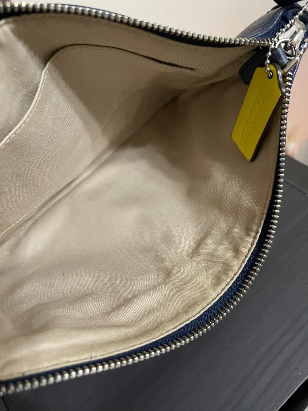 Coach Men's Navy Perforated Leather Messenger